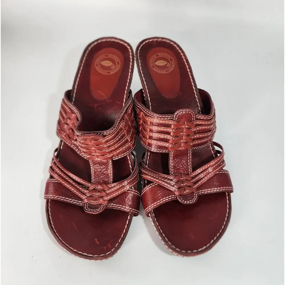 Nurture Red Leather Heeled Sandals Women's Size 9.5 M